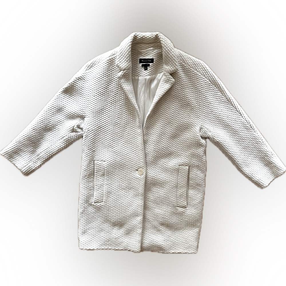 Massimo Dutti Cotton Overcoat Basket
Weave Single Button Womens SMALL